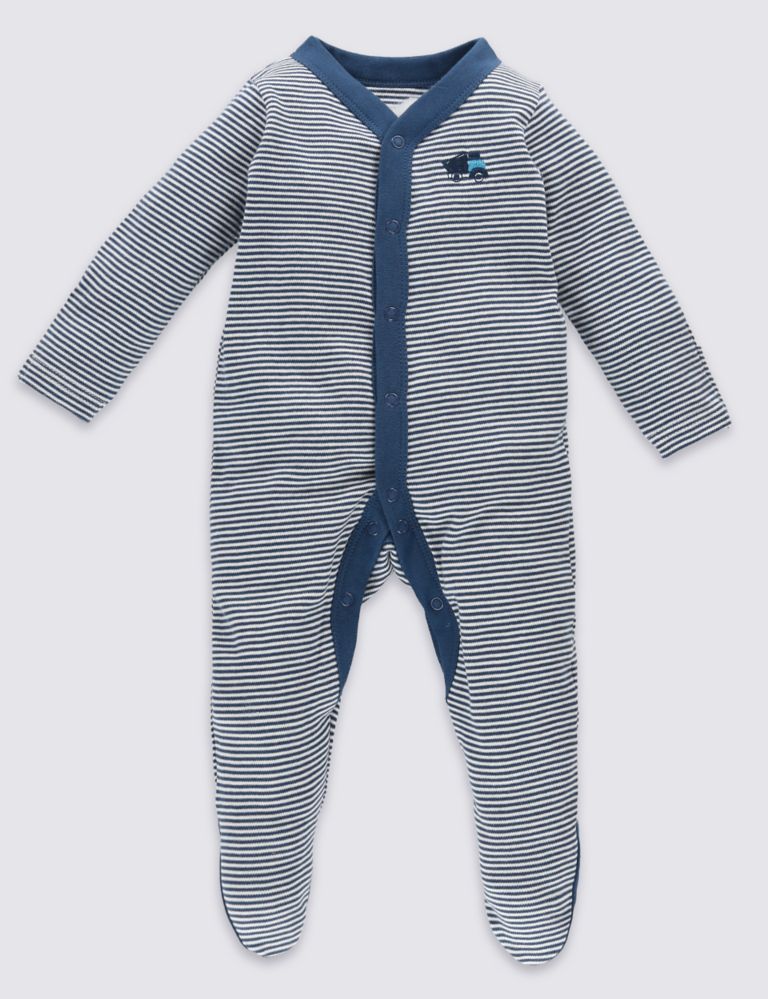 3 Pack Assorted Pure Cotton Sleepsuits 3 of 9