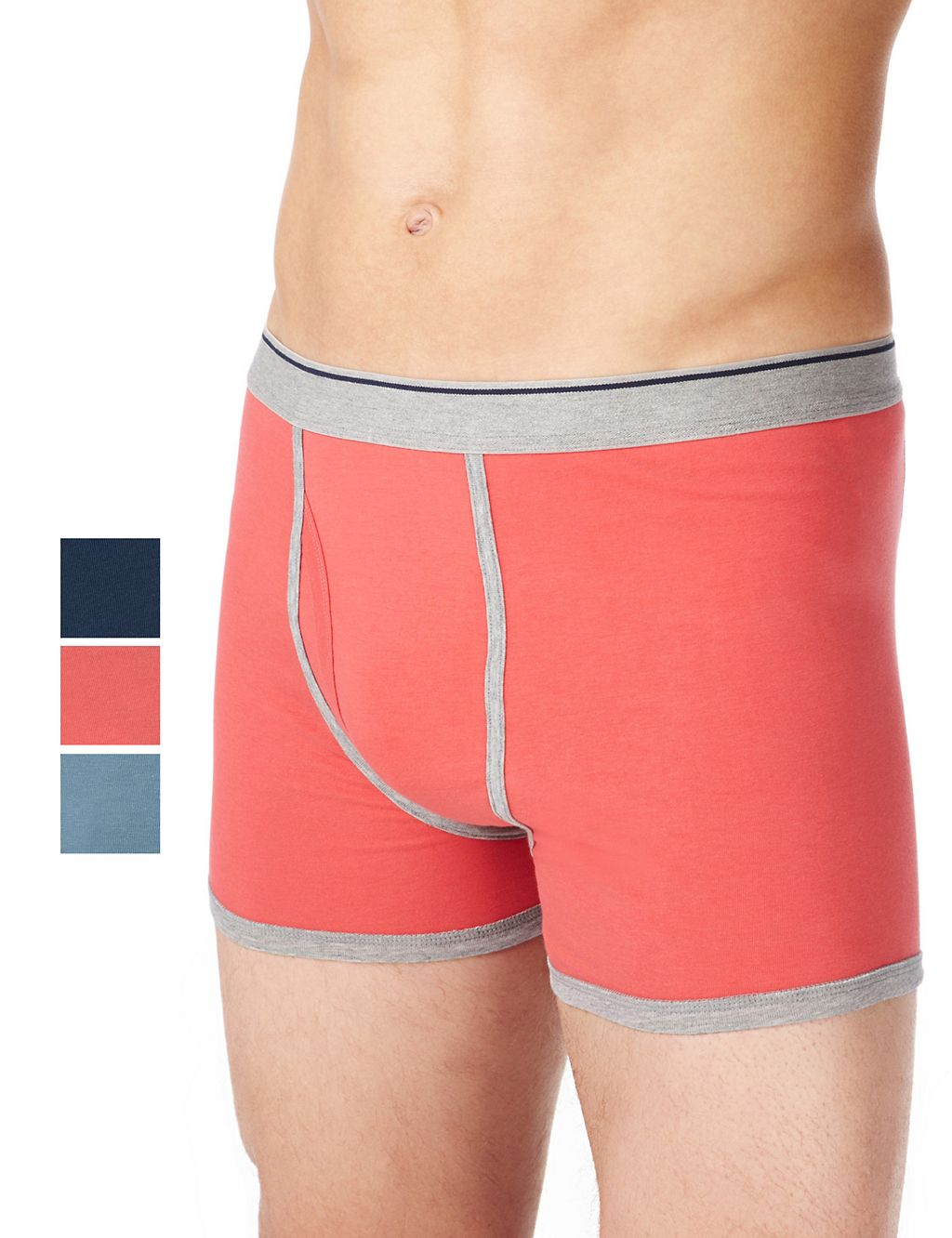 3 Pack Authentic Stretch Cotton Assorted Trunks with Stay New ™ 1 of 2