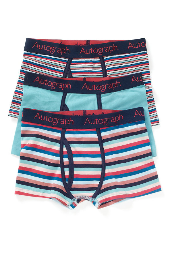 3 Pack Autograph Cotton Rich Striped Trunks Image 1 of 1