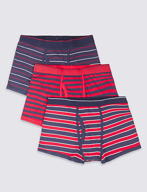 3 Pack Cool & Fresh™ 4-Way Stretch Cotton Seaside Striped Trunks with StayNEW™ Image 2 of 4
