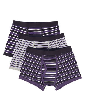 3 Pack Cool & Fresh™ 4-Way Stretch Cotton Striped Trunks with StayNEW™ Image 2 of 3