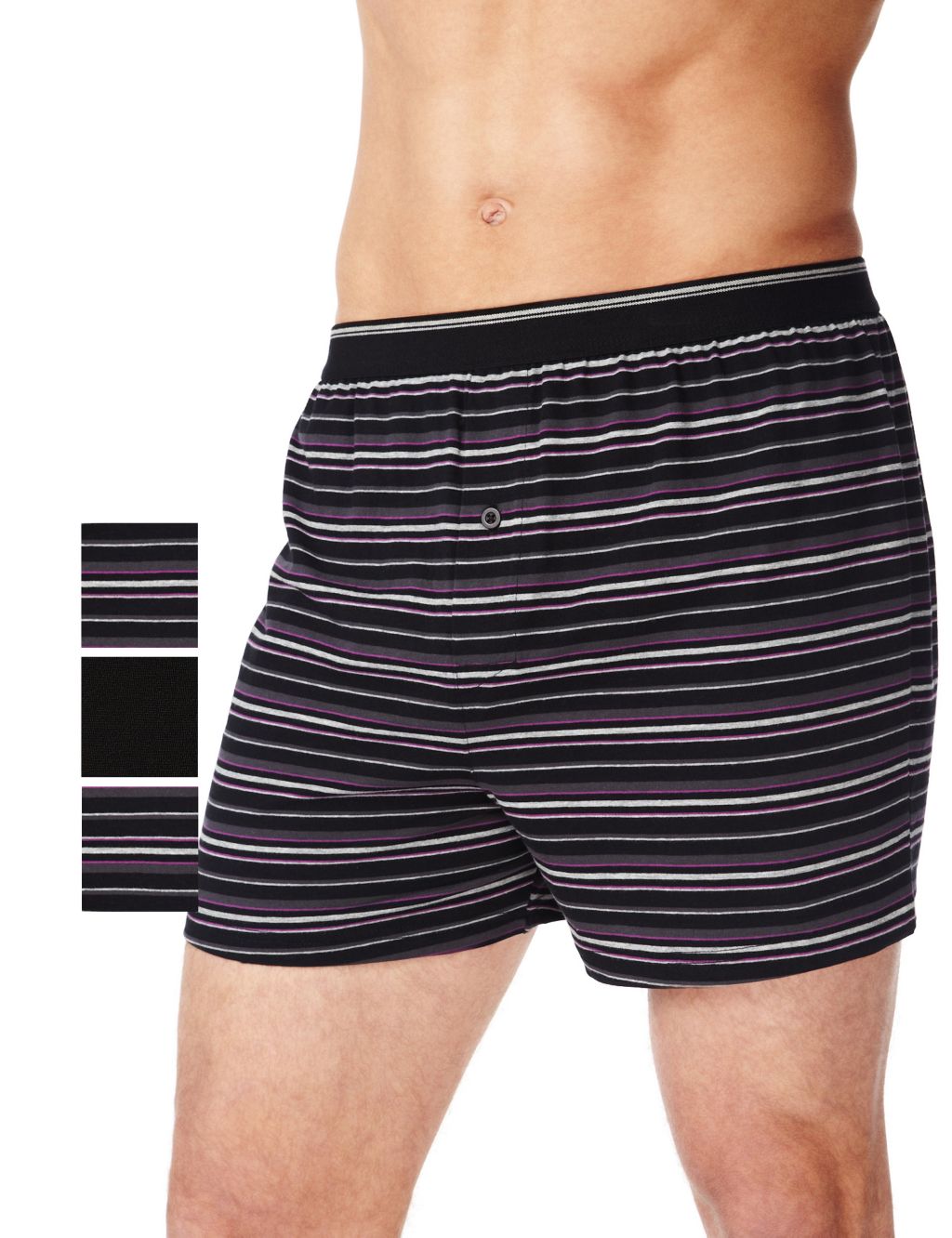 3 Pack Cool & Fresh™ Authentic Pure Cotton Assorted Boxers with Stay New™ 3 of 3
