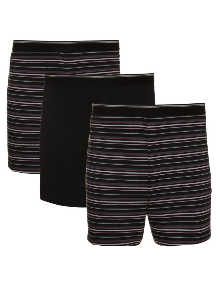 3 Pack Cool & Fresh™ Authentic Pure Cotton Assorted Boxers with Stay New™ 2 of 3