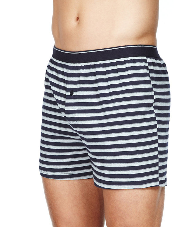 3 Pack Cool & Fresh™ Pure Cotton Simple Striped Boxers with StayNEW™ Image 1 of 2