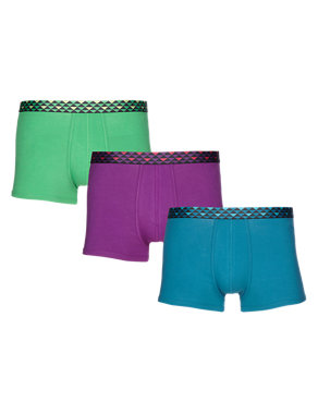 3 Pack Cool & Fresh™ Stretch Cotton Geometric Print Waistband Hipsters with StayNEW™ Image 2 of 4