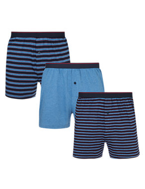 3 Pack Cool & Fresh™ Stretch Cotton Highlight Striped Boxers with StayNEW™ Image 2 of 4