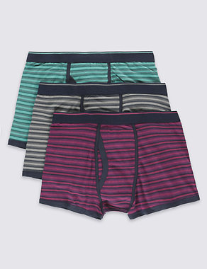 3 Pack Cool & Fresh™ Stretch Cotton Ombre Feeder Striped Trunks with StayNEW™ Image 2 of 3