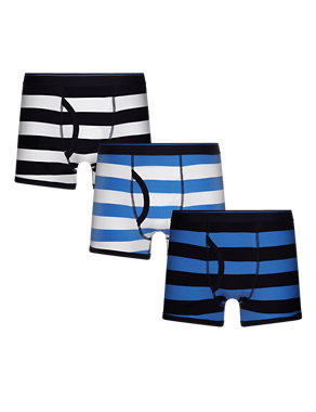 3 Pack Cool & Fresh™ Stretch Cotton Striped Trunks Image 2 of 3