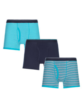 3 Pack Cool & Fresh™ Stretch Cotton Striped Trunks with StayNEW™ Image 2 of 4