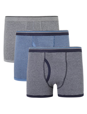 3 Pack Cool & Fresh™ Stretch Cotton Tonal Feeder Striped Trunks with StayNEW™ Image 2 of 4