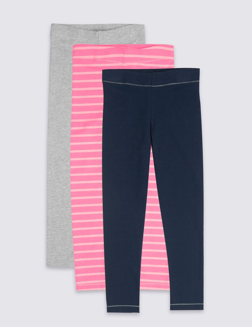 3 Pack Cotton Blend Leggings (3-16 Years) 3 of 9