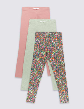 3 Pack Cotton Blend Leggings (5-14 Years) Image 2 of 6