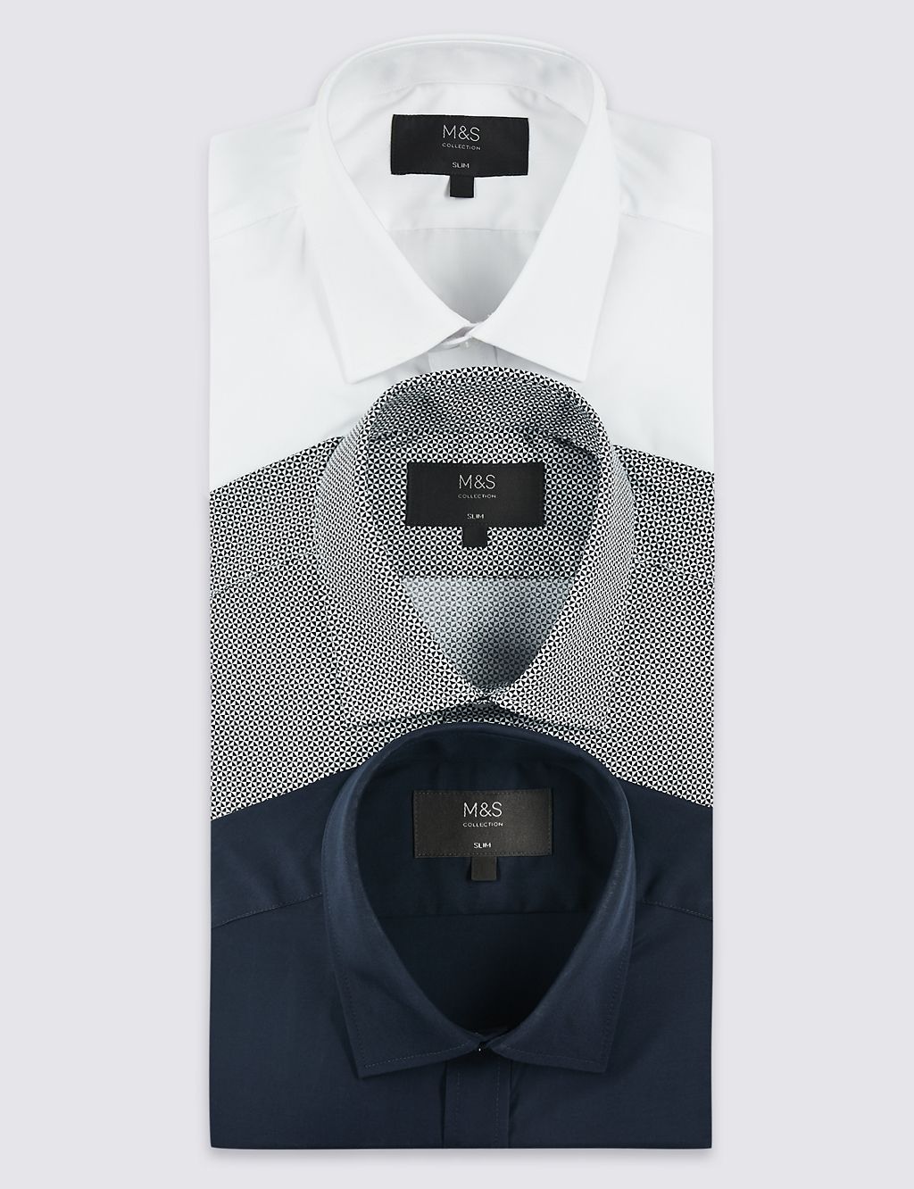 3 Pack Cotton Blend Slim Fit Shirts 1 of 6