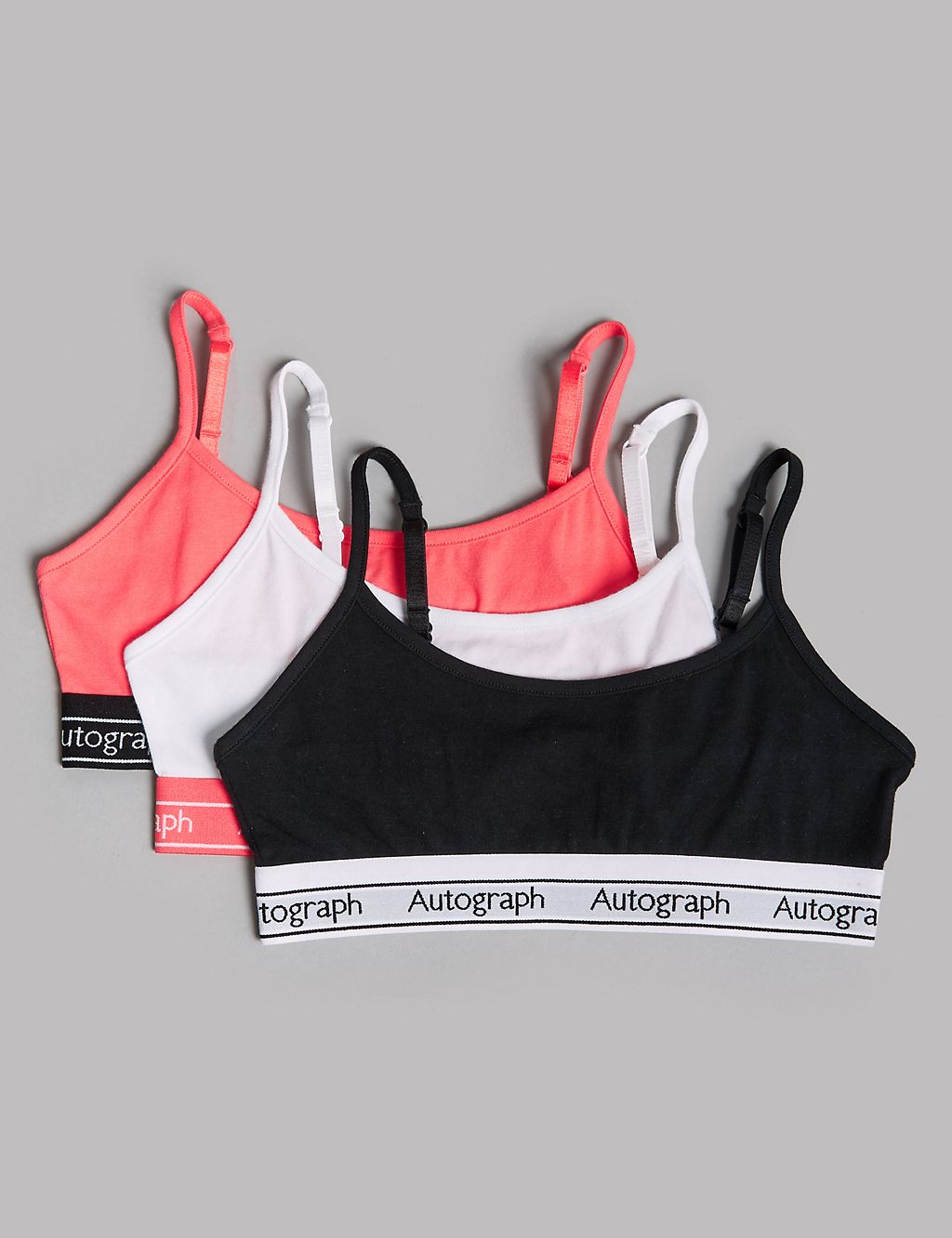 3 Pack Cotton Crop Tops with Stretch (6-16 Years) 1 of 2