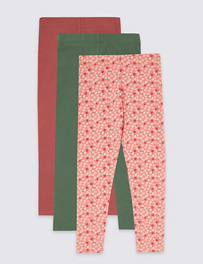 3 Pack Cotton Leggings with Stretch (3-16 Years) Image 2 of 7