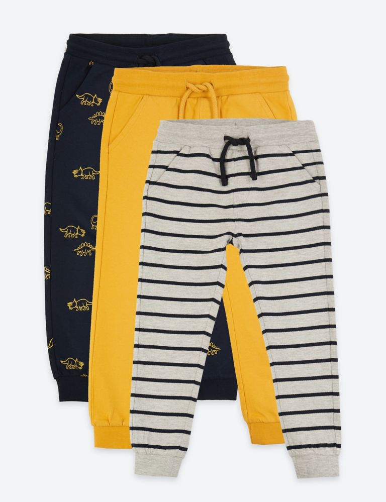 3 Pack Cotton Print Joggers (3 Months - 7 Years) 1 of 6