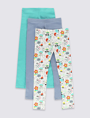 3 Pack Cotton Rich Assorted Leggings (1-7 Years) Image 2 of 6