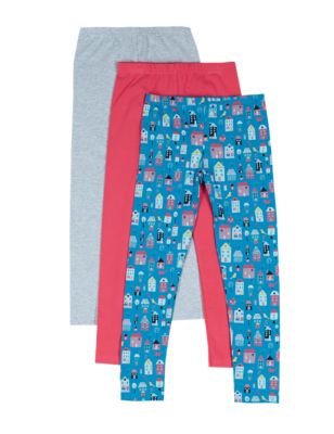 3 Pack Cotton Rich Assorted Leggings (1-7 Years) Image 2 of 7