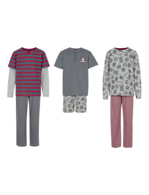 3 Pack Cotton Rich Assorted Pyjamas (5-14 Years) Image 2 of 6