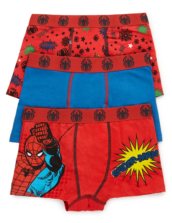 3 Pack Cotton Rich Assorted Spider-Man™ Trunks (3-10 Years) Image 1 of 1