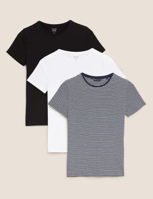 3 Pack Cotton Rich Fitted T-Shirts Image 1 of 1