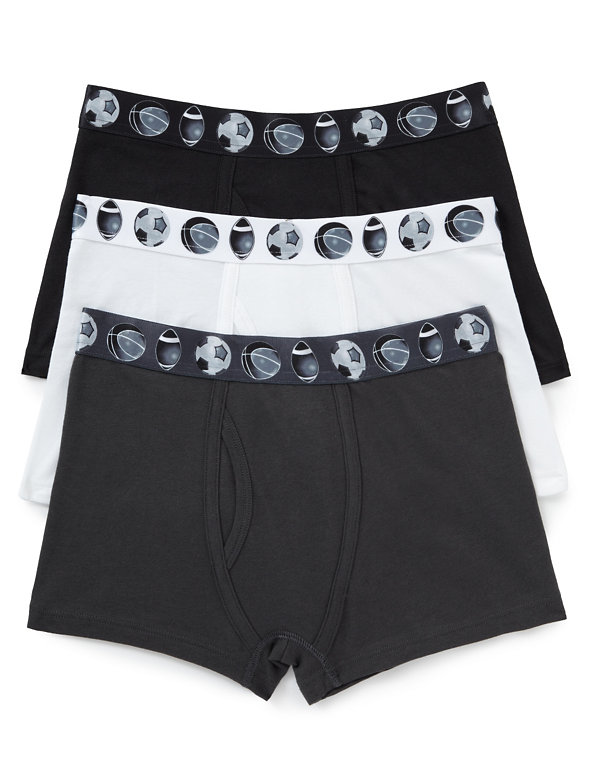 3 Pack Cotton Rich Football Trunks (Older Boys) Image 1 of 1