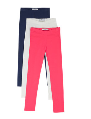 3 Pack Cotton Rich Leggings with StayNEW™ (5-14 Years) Image 2 of 7