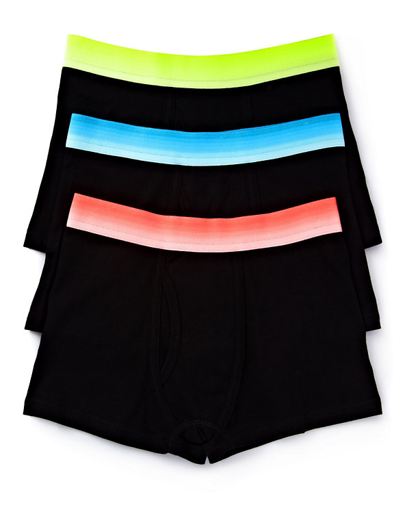 3 Pack Cotton Rich Neon Dip Dye Trunks (5-14 Years) Image 1 of 1