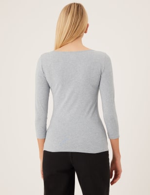 3 Pack Cotton Rich Slash Neck Fitted Tops | M&S Collection | M&S