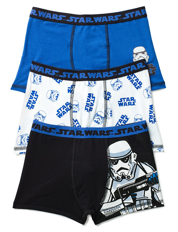3 Pack Cotton Rich Star Wars™ Trunks (5-16 Years) Image 1 of 1