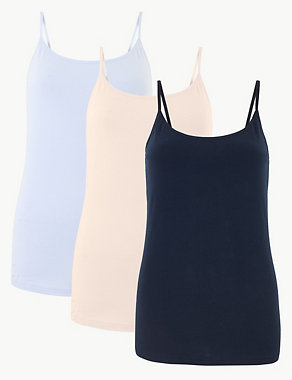 3 Pack Cotton Rich Strappy Vests Image 2 of 5