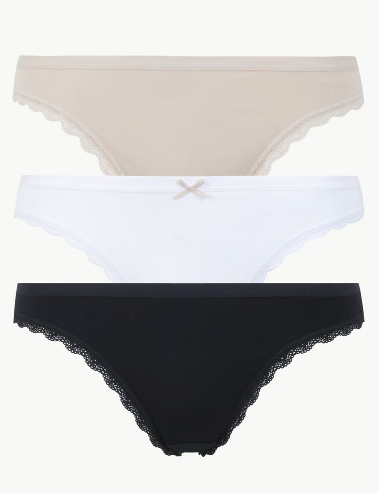 3 Pack Cotton Rich Thongs 1 of 4