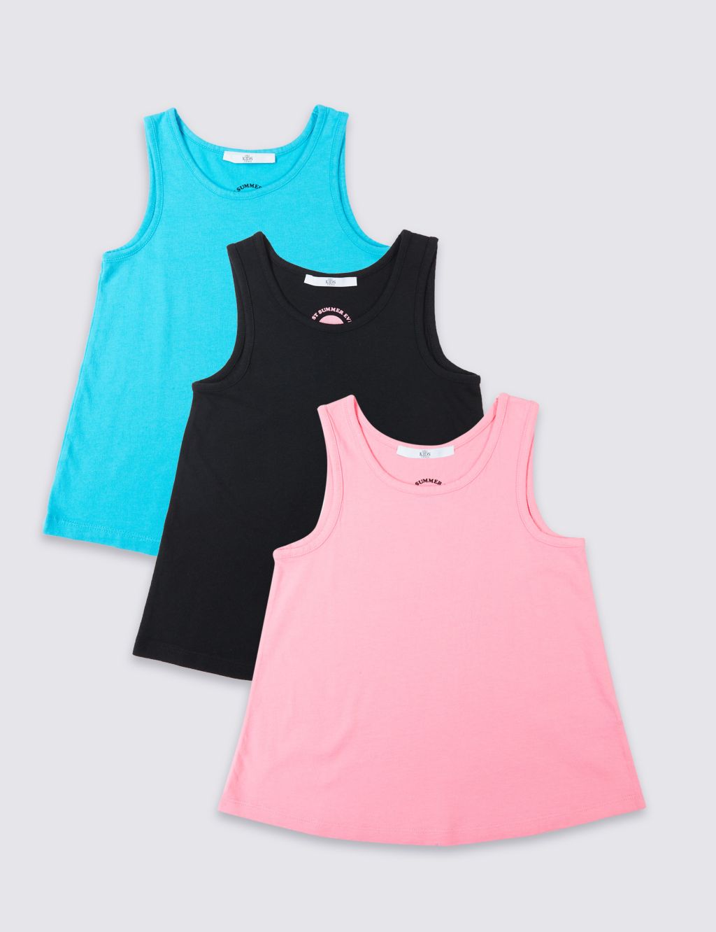 3 Pack Cotton Rich Vest Top (3-16 Years) 3 of 6