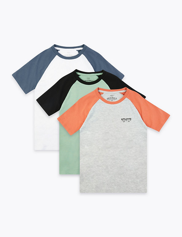 3 Pack Cotton T-Shirts (6-16 Yrs) Image 1 of 1