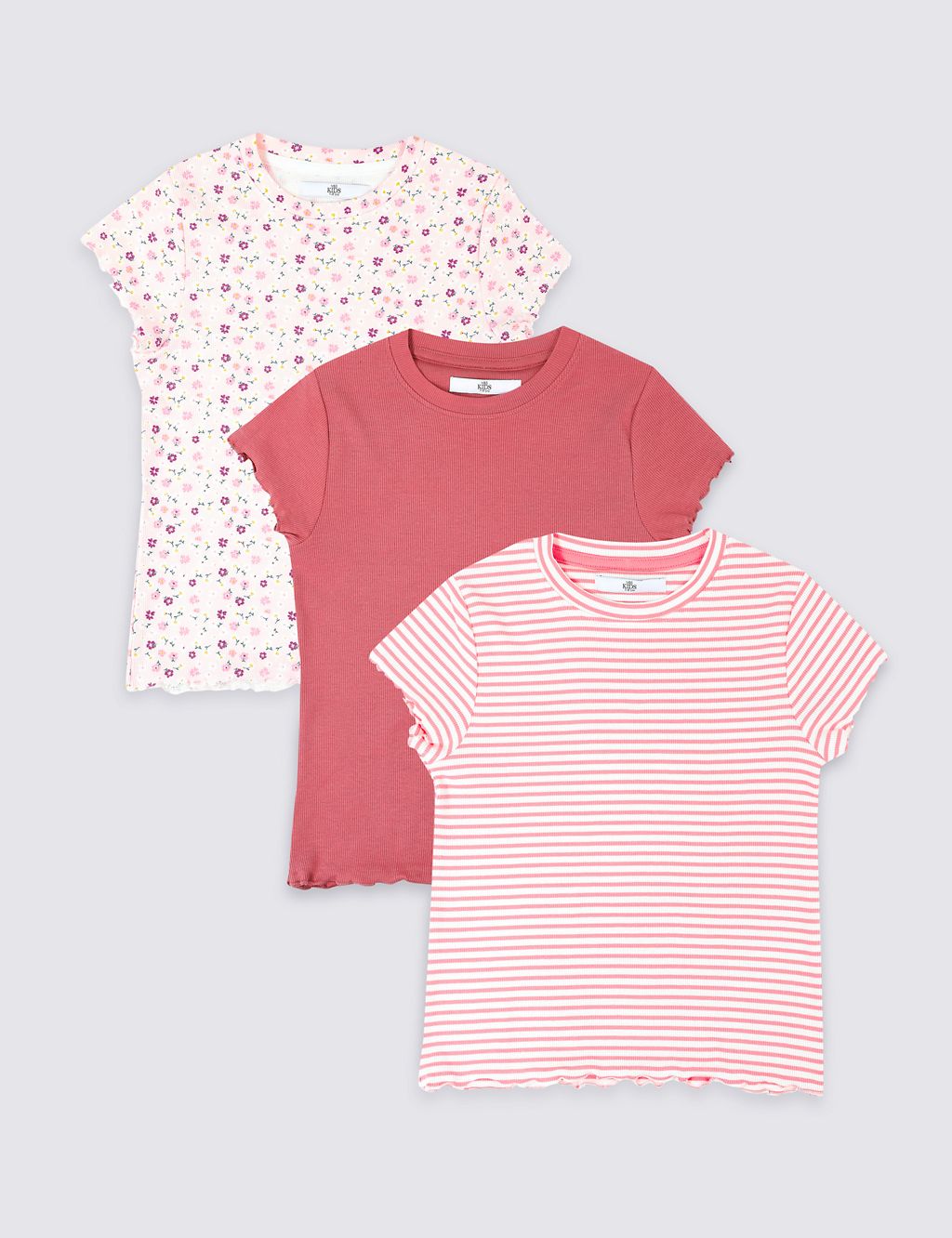 3 Pack Cotton T-Shirts with Stretch (3-16 Years) 3 of 6