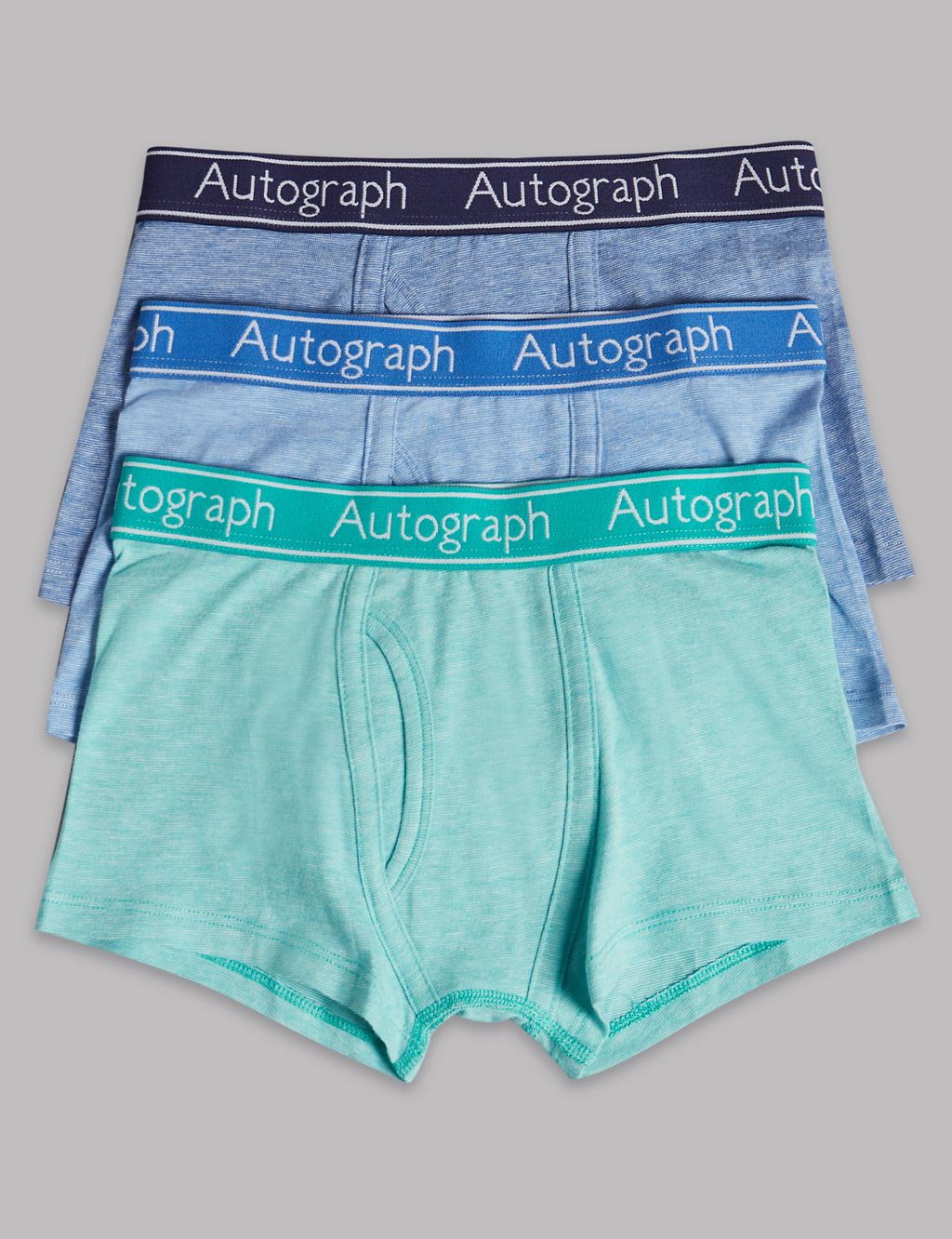 3 Pack Cotton Trunks with Lycra (6-16 Years) 1 of 2