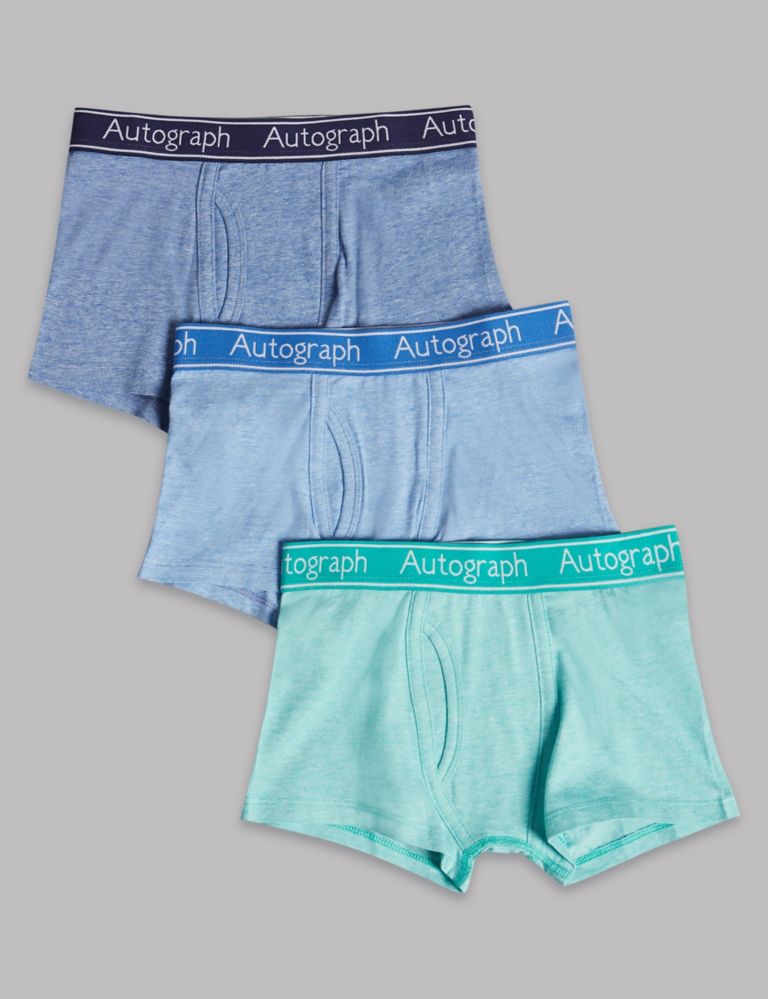 3 Pack Cotton Trunks with Lycra (6-16 Years) 2 of 2
