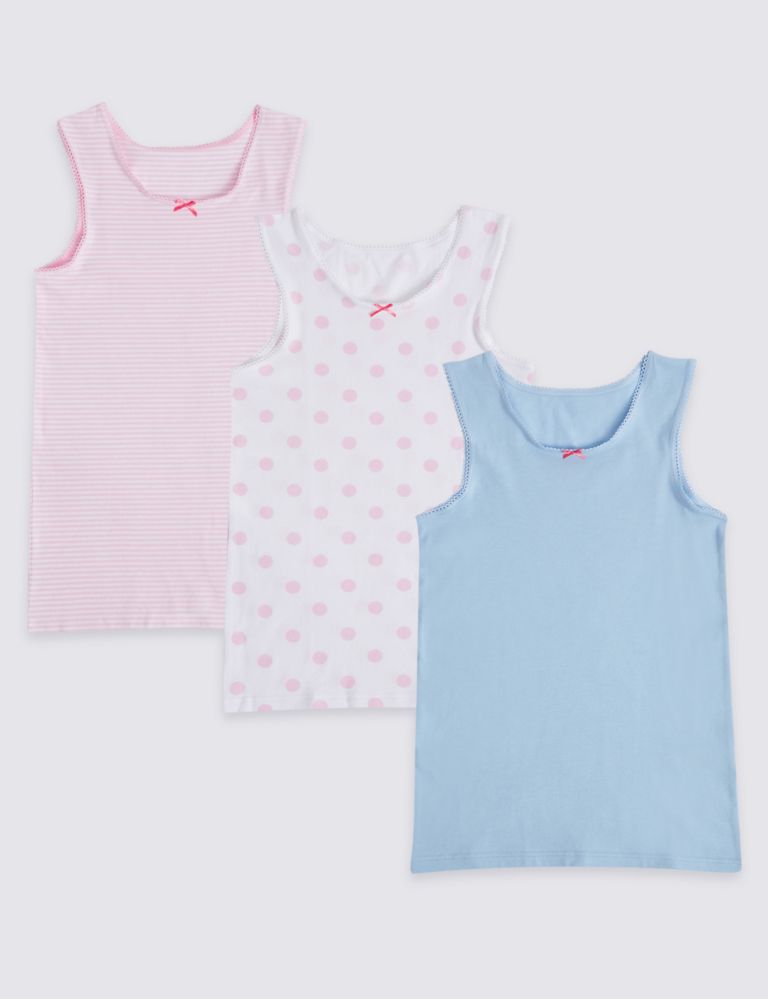 3 Pack Cotton Vests with Stretch (18 Months - 10 Years) 1 of 1