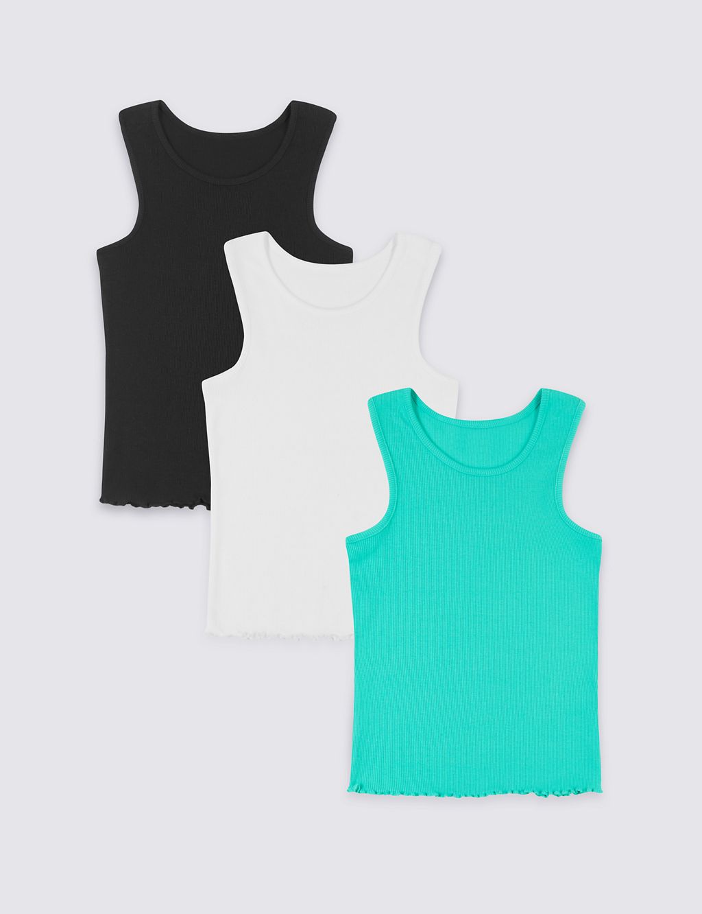 3 Pack Cotton Vests with Stretch (3-16 Years) 1 of 6