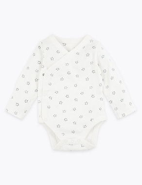 3 Pack Cotton Wrapover Bodysuits (6½lbs-12 Mths) Image 2 of 7