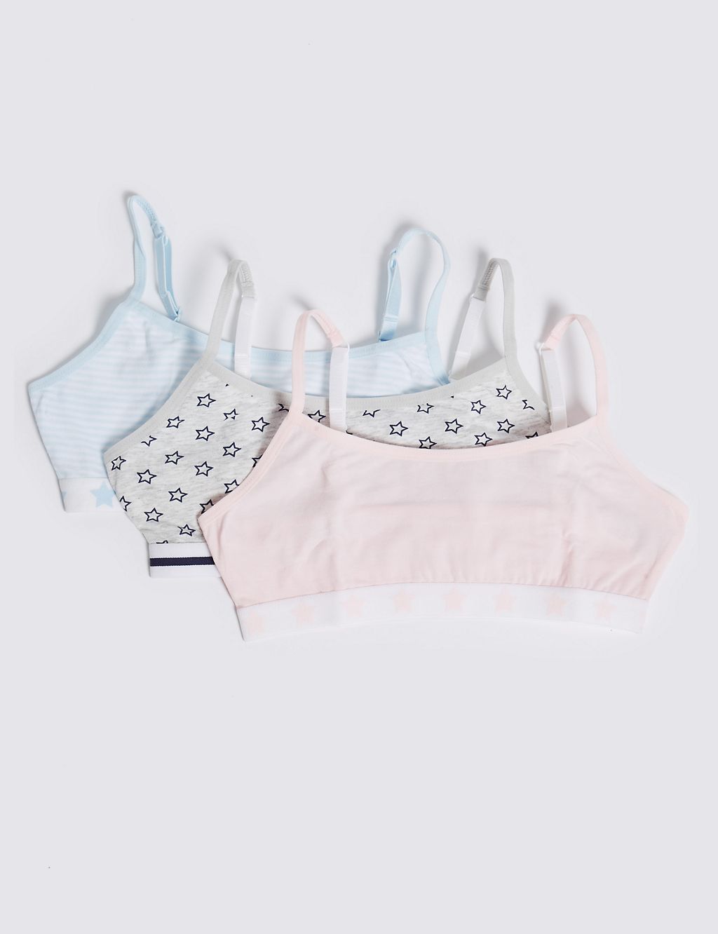 3 Pack Cotton with Stretch Cropped Tops (6-16 Years) 1 of 2