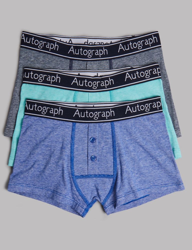 3 Pack Cotton with Stretch Grindle Trunks (6-16 Years) 1 of 2
