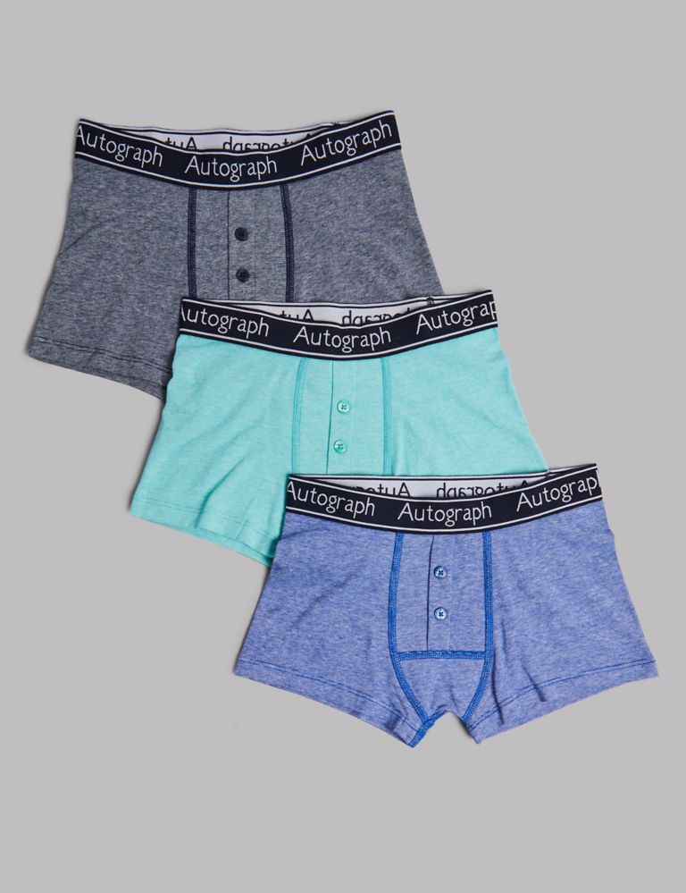 3 Pack Cotton with Stretch Grindle Trunks (6-16 Years) 2 of 2