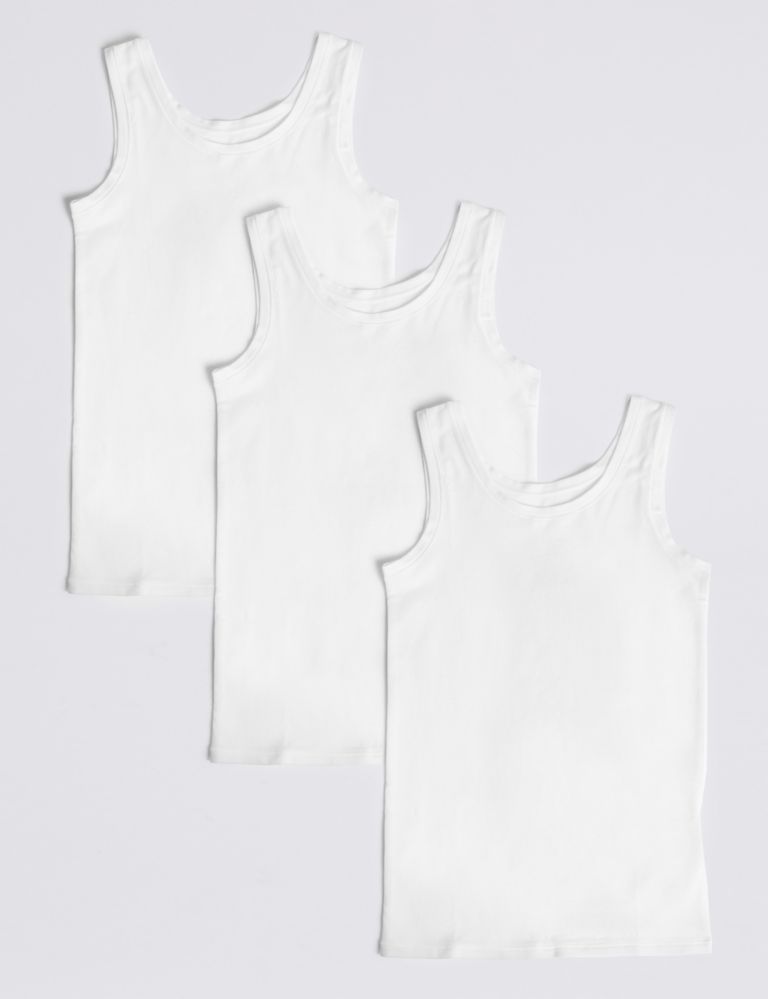 3 Pack Cotton with Stretch Vests (18 Mths - 16 Yrs) 1 of 1