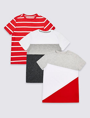 3 Pack Cut & Sew T-Shirts (3-16 Years) Image 2 of 6
