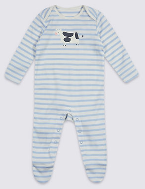 3 Pack Farmyard Unisex Pure Cotton Sleepsuits Image 2 of 8