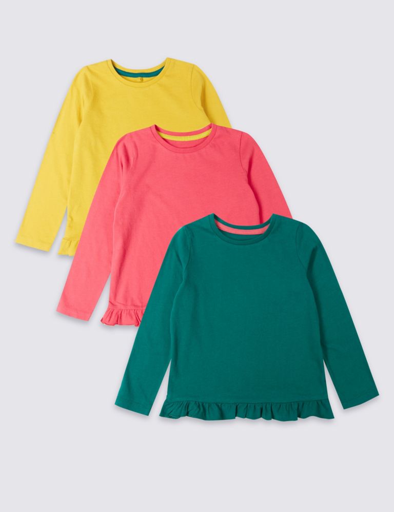 3 Pack Frill Hem Tops (3 Months - 7 Years) 1 of 7