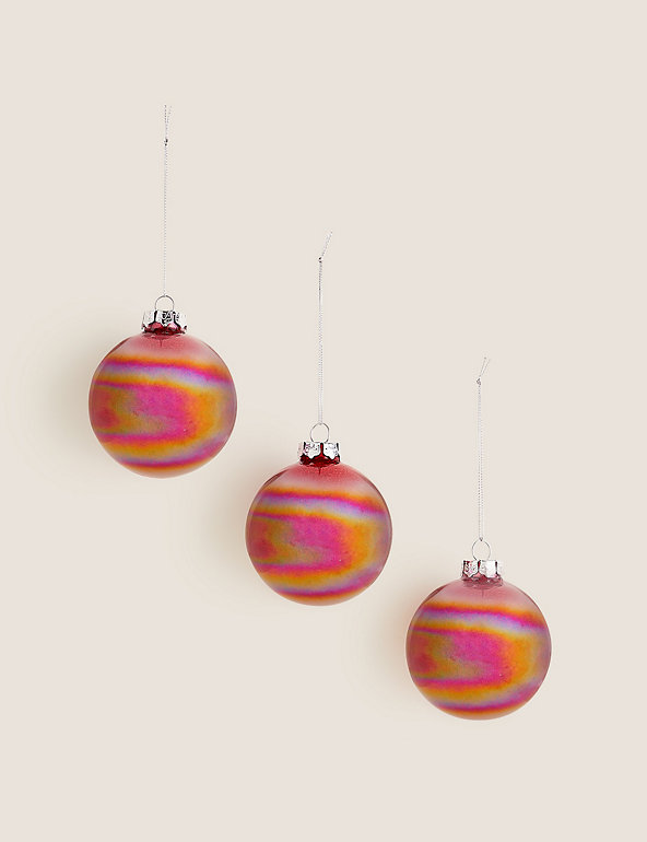 3 Pack Iridescent Christmas Baubles Image 1 of 2