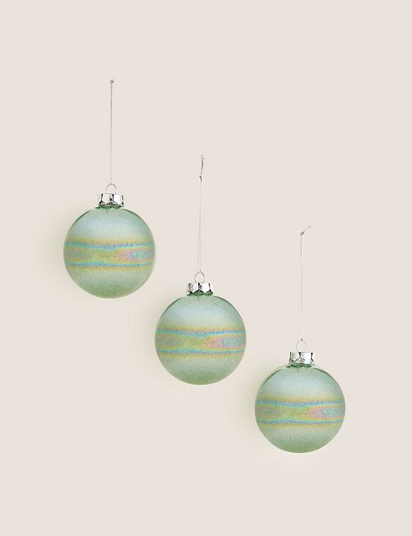 3 Pack Iridescent Christmas Baubles Image 1 of 2