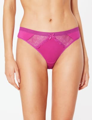 3 Pack Lace Brazilian Knickers, M&S Collection